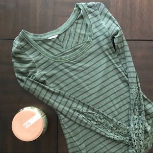 Free people green striped long sleeve!